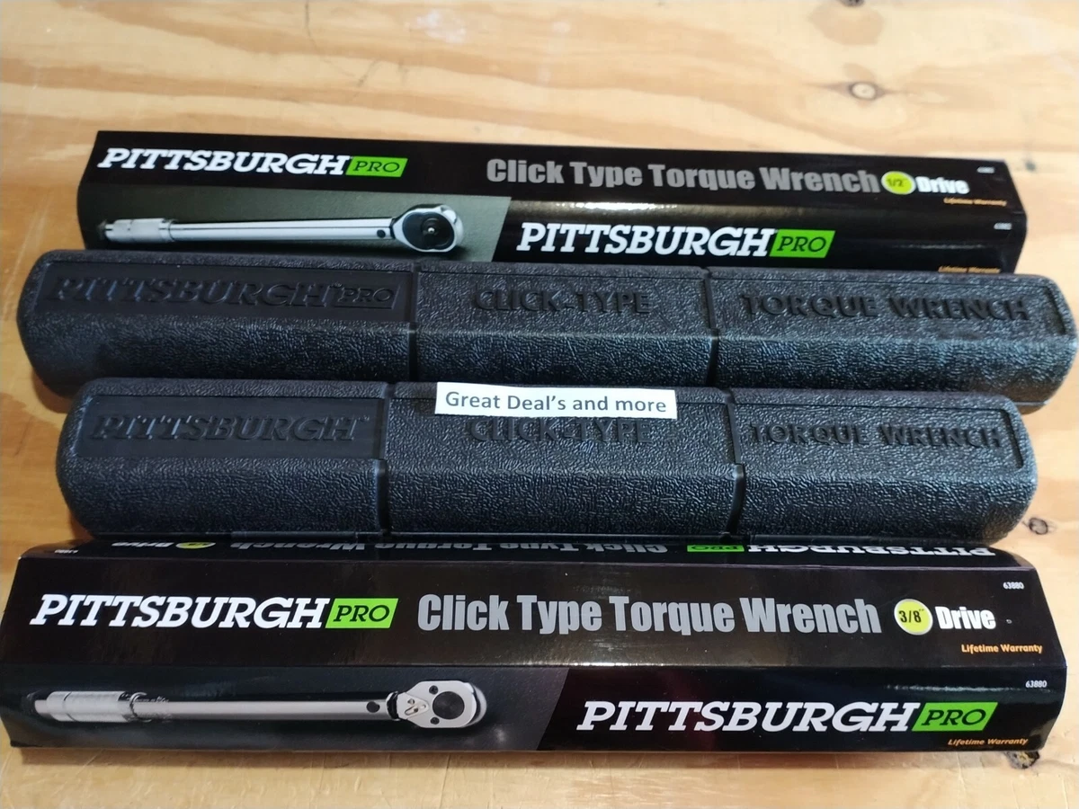 Pittsburg Pro Set of Two 3 8 1 2 Drive Click Type Torque Wrench Snap Socket
