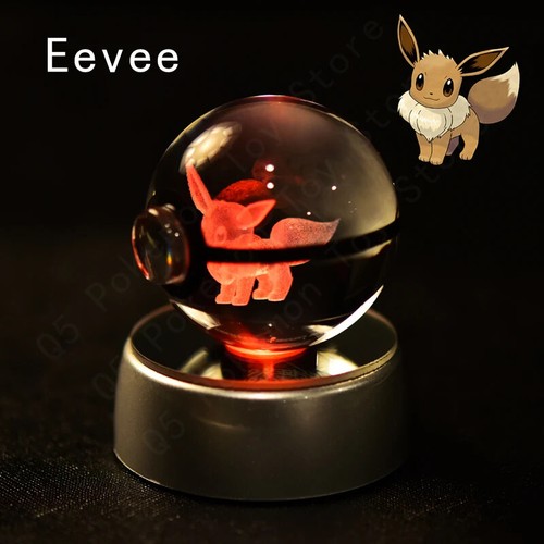Pokemon 3D Crystal Ball Pikachu Gengar Mew Mewtwo Figurines Lamp Base Pokeball - Picture 6 of 12