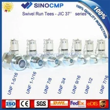 7PCS JIC37 Hydraulic Swivel Run Tee Connectors,Test Coupling Point for Excavator