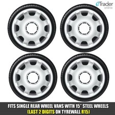 15" VW T4 Wheel Trims Volkswagen Transporter Van Hubcaps QTY 4 Silver New
