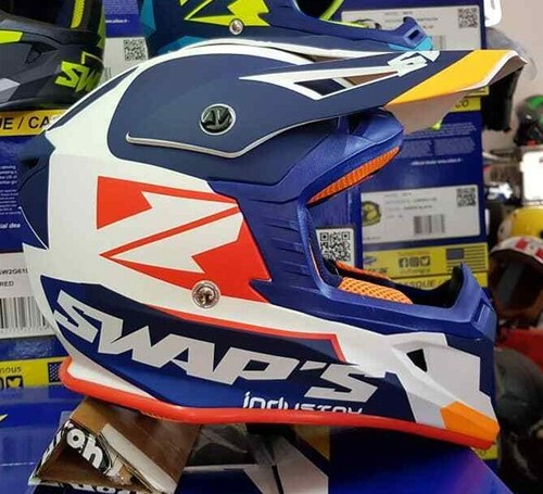 CASCO MOTOCROSS ENDURO MOTARD Swaps BLUR S818 BIANCO/BLU ARANCIO Opaco BL  TG XS | eBay