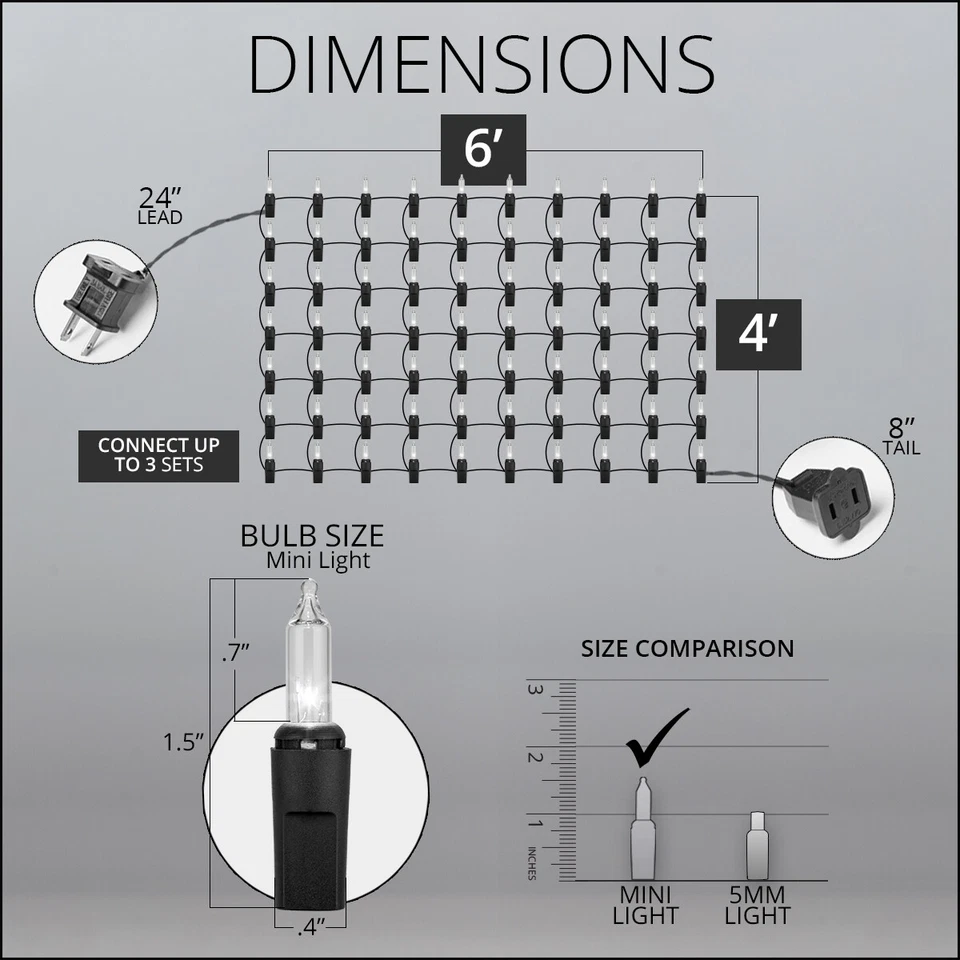 Christmas Net Lights Indoor Outdoor Holiday Home Mesh Lights 150 Clear Multi - Image 3 of 4