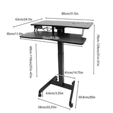 Black Rolling Electric Podium Desk Height Adj table with Wheels for Office Home