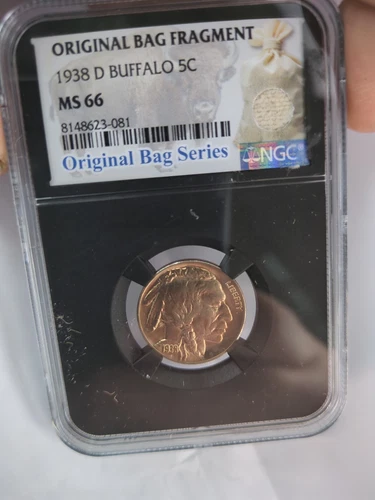 1938 D Denver BUFFALO NICKEL NGC MS66 Original Bag Fragment