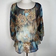 Chico's Cheetah Print Lynda Top Size 2 NWT