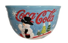 Coca Cola Christmas Snowman Bowl Porcelain Multi Color Houston Harvest 31849
