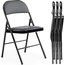 Folding Chairs Leather Padded Folding Chairs Sturdy Metal Foldable Chair Outdoor