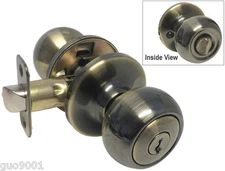 Entry Entrance Antique Brass Round Knob keyed knobs Door Handle Locks Lockset