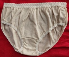 3 Pair Size 6 Heather Beige 100 Cotton BIKINI PANTIES w/ White Elactic Lace US
