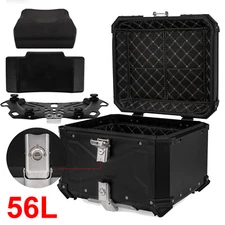 Aluminum 56L Motorcycle Trunk Tour Tail Box Waterproof Luggage Storage Top Case