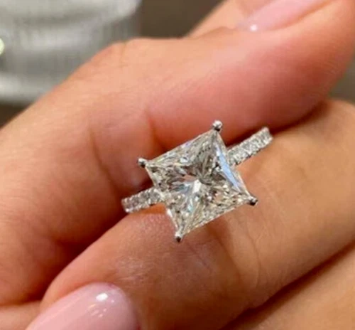 3 carat princess cut 2024 solitaire diamond ring