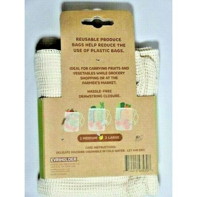 Evriholder Reusable Produce Drawstring Bags 3-pc Medium Large