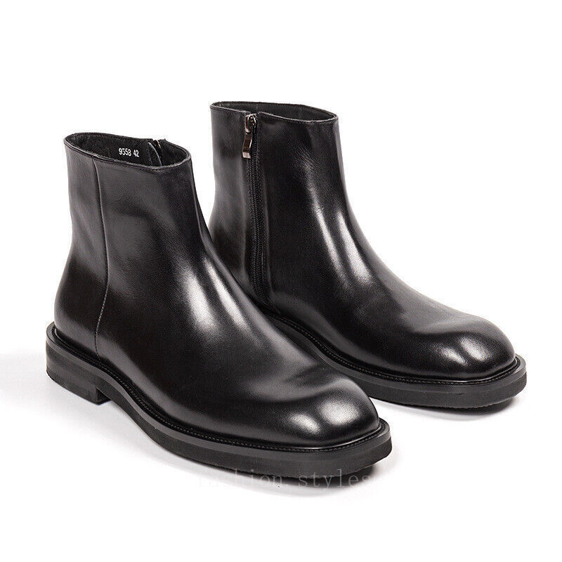 SAOLA Stivaletti uomo moda zip laterale vera pelle comodi neri taglia Oxford