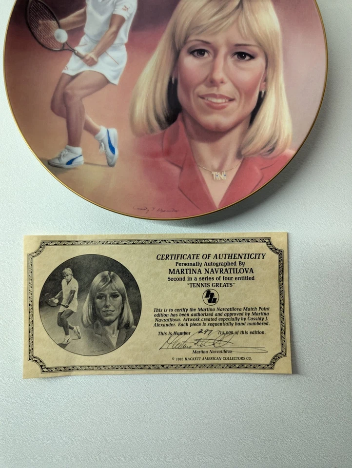 Martina Navratilova Autographed Signed Hackett American 8 &1/2 Inch Plate COA - Image 3 of 4