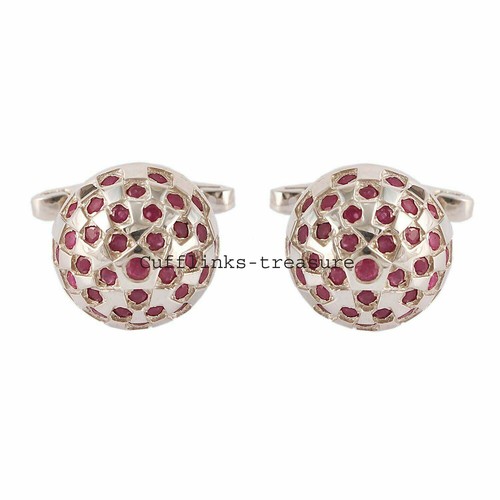 Boutons De Manchette Homme Argent 925 - Pierre Naturelle Péridot Et Perle D'Eau Douce - Fait Main En Inde