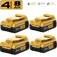 4 Pack 20V For DeWalt 20 Volt XR 8.0AH Lithium-Ion Battery DCB200/204/206 & More