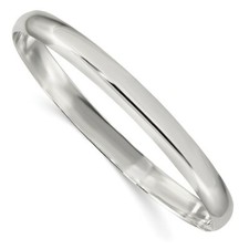  BRAND NEW Sterling Silver 6.25mm Solid Polished Plain Slip-On Bangle Bracelet