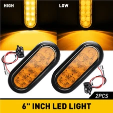 2X 6" Oval Amber 10 LED Trailer Truck Side Marker Turn Signal Tail Light Grommet