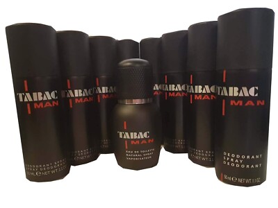 Tabac Man Deo-Spray 8 x 50 ml im Set Reisegrösse  + 30 ml Eau de Toilette Spray