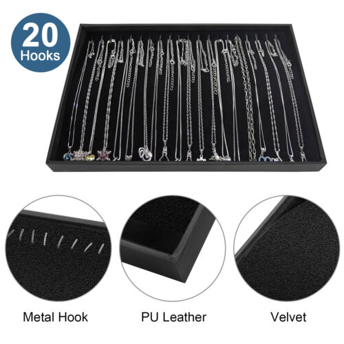 Stackable Jewelry Necklace Tray, Velvet Necklace Organizer Showcase Display Case - Picture 3 of 7