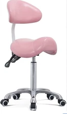 Saddle Stool Chair with Back Support Footrest, Heavy-Duty(350LBS), Hydraulic ...