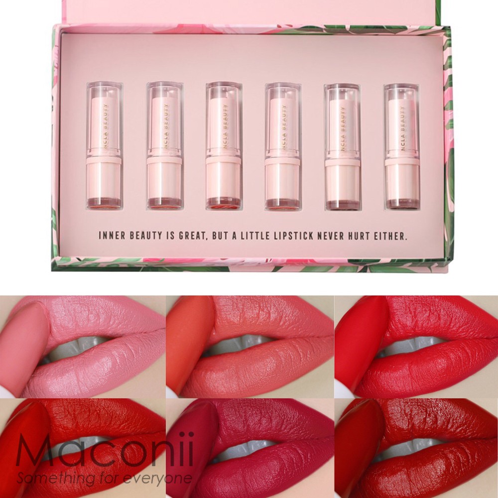 NCLA Lipstick Set Series #1 - Pink Coral Red Dark Semi-Matte Cream Vegan USA