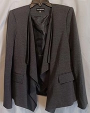 Karl Lagerfeld Paris Blazer Womens 12 Gray KrisJDrape Front Office Travel Preppy