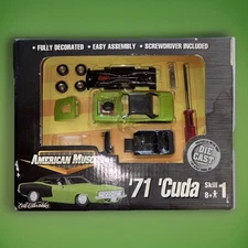 Ertl American Muscle, '71 lime green 'Cuda, 1/64 assembled  from kit.