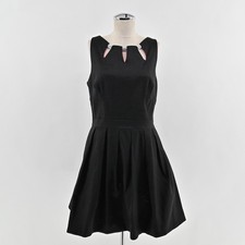 Betsy Adam Fit Flare Dress Womens Size 12 Black Embellished Whimsigoth Cocktail