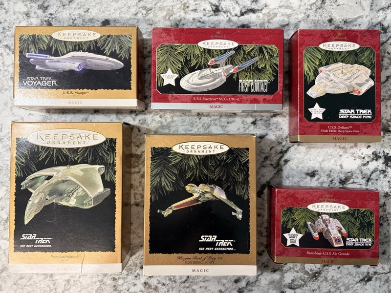 Star Trek Hallmark Keepsake Magic Ornaments Lot Warbird Klingon Voyager Defiant