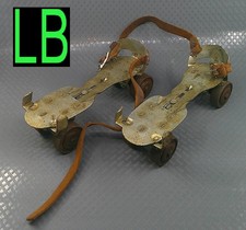 Vinrtage No5 Mid Century Union Hardware Roller Skates Metal Wheels Leather Strap