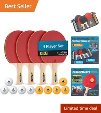 Complete Table Tennis Set: 4 High-Performance Paddles 10 Regulation Balls