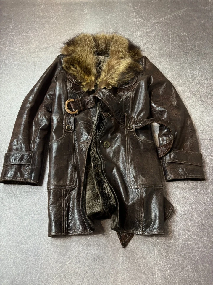 Vintage 2000s JAPANESE ISSEY MIYAKE STYLE RARE LUXURY LEATHER/ FUR  JACKET - Image 2 of 4