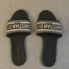 Christian Dior Womens Slide Sandals Navy Beig...