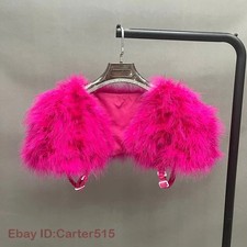 Women Ostrich Fur Wedding Bridal Boleros Show Feather Shawl Shrugs Elegant Capes