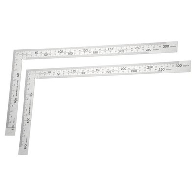 2Pcs 12 Inch High Precision 90 Degree Stainless Steel Woodworking Square, Silver