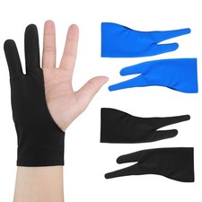 EastyGold Artist Drawing Tablet Gloves Two Finger Graphics Large, Blue,black