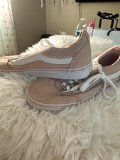 VANS Old Skool Pink/White Low Top Lace-Up Canvas Sneakers Rubber Sole