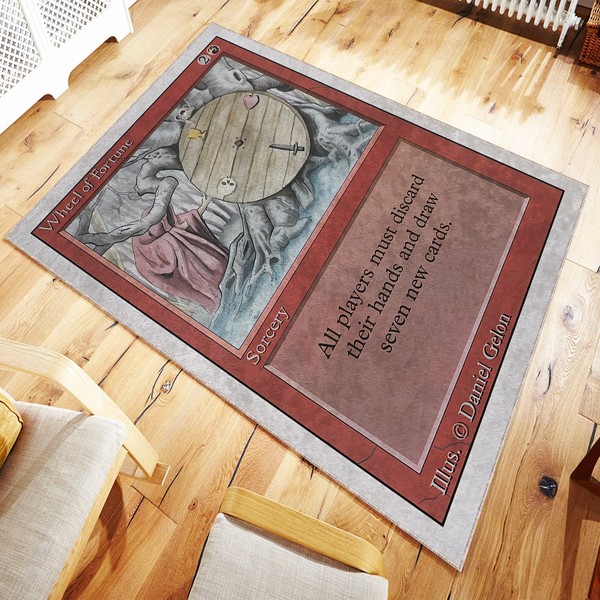 Alfombra para tarjetas MTG Wheel of Fortune - Alfombra roja antideslizante impresa para sala de juegos