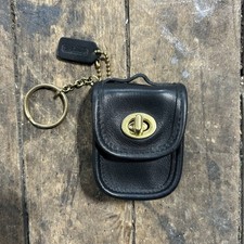 Coach Mini Station Bag Charm/Key Chain Fob Coin Purse Leather Turn Lock EUC