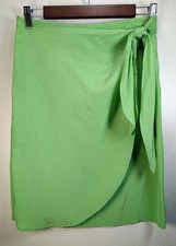 Vintage The Limited Silk Skirt Sz S Fern Green Dainty Front Wrap Forest Fairy