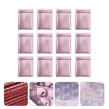 12Pcs Pink Packed Bubble Envelope Bags Pe Reusable Protective Padded Envelopes