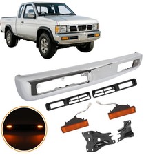Chrome Front Bumper Wturn Signal Light Bracket Bezel For Nissan Pickup 96-1997 Chrome Front Bumper Wturn Signal Light Bracket Bezel For Nissan Pickup 96-1997