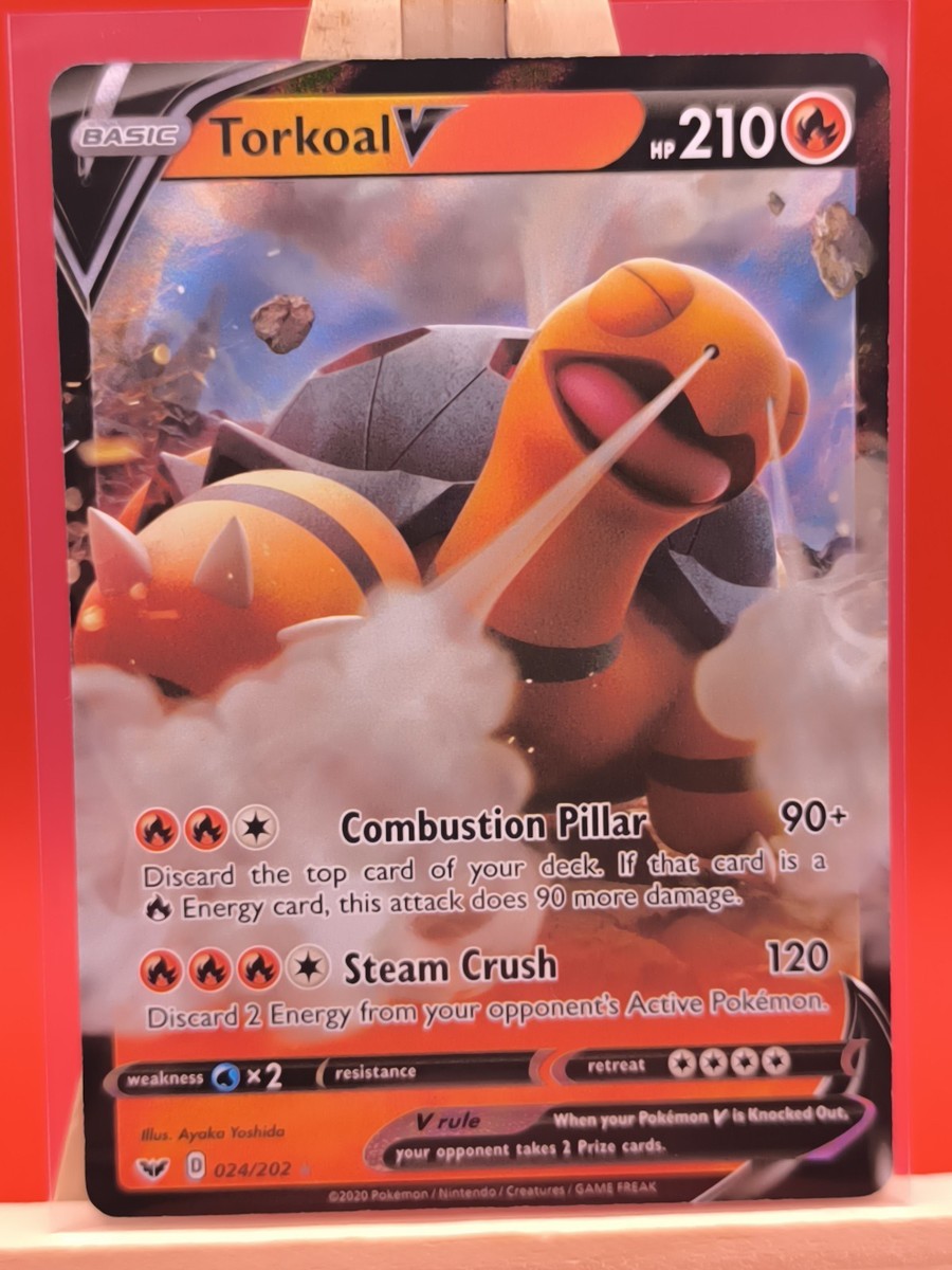 Torkoal V 024/202 Sword & Shield Base Ultra Rare Holo Pokemon Card * New * Torkoal V 024/202 Sword & Shield Base Ultra Rare Holo Pokemon Card * New *