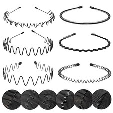 Metal Headbands for Men, Wavy Spring Non Black - Metal Wavy  Smooth - 6pcs