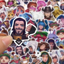 LEAGUE OF LEGENDS STICKERS SET LOL AZIR BRAND BRAUM FIORA GNAR JINX FANMADE K24