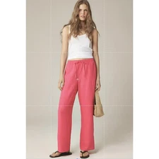 J.Crew New Soleil Saffron Linen Pant WMNS M Red Drawstring Elastic Waist CI939
