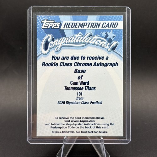 2025 Topps Signature Cam Ward Rookie Class Chrome Autographs (RAW)