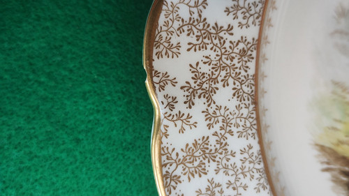 Antique Royal Worcester Vitreous Game Bird Plate Hand-Painted Gold Trim 9" See D - Picture 10 of 10