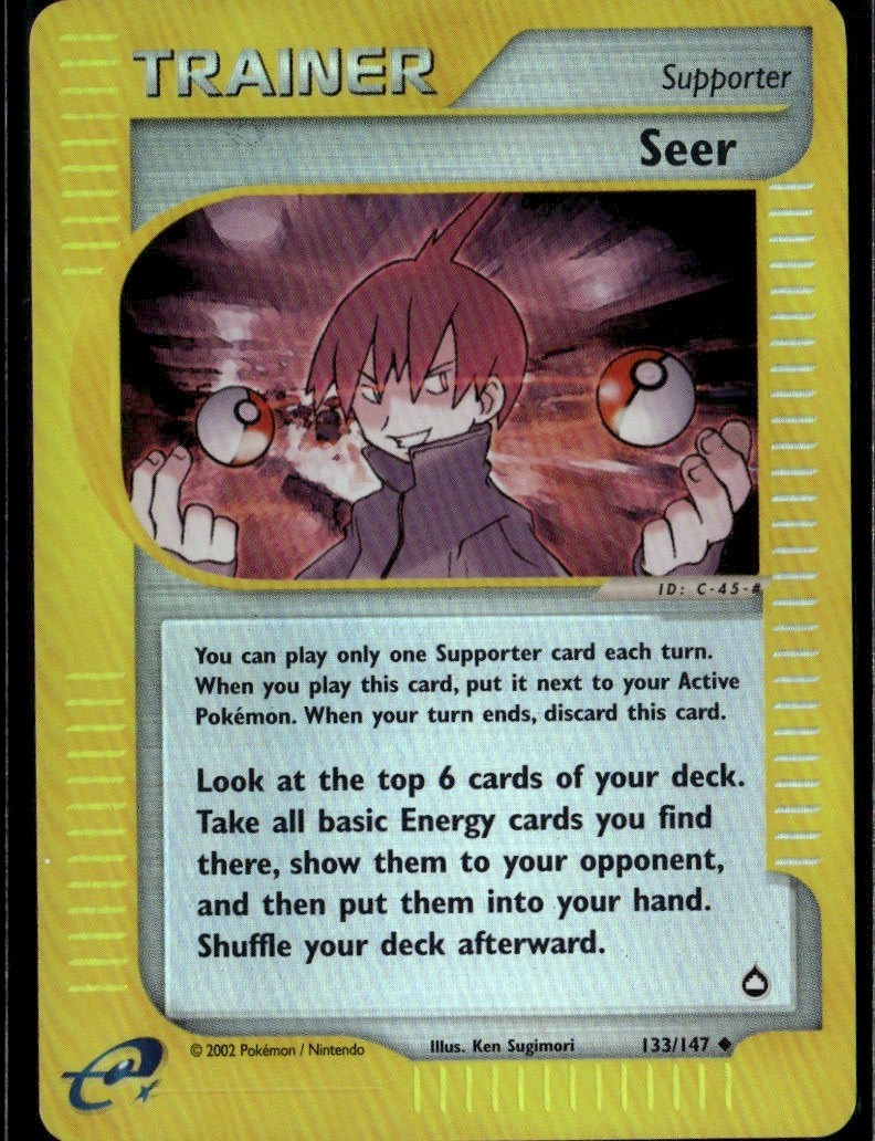 Seer Uncommon Aquapolis 133/147 Supporter Reverse Holo Pokemon Card